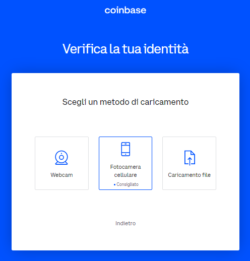 verifica la tua identità su coinbase