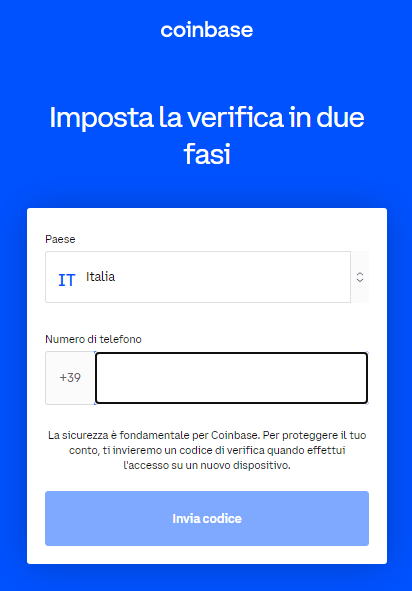 verifica telefono coinbase