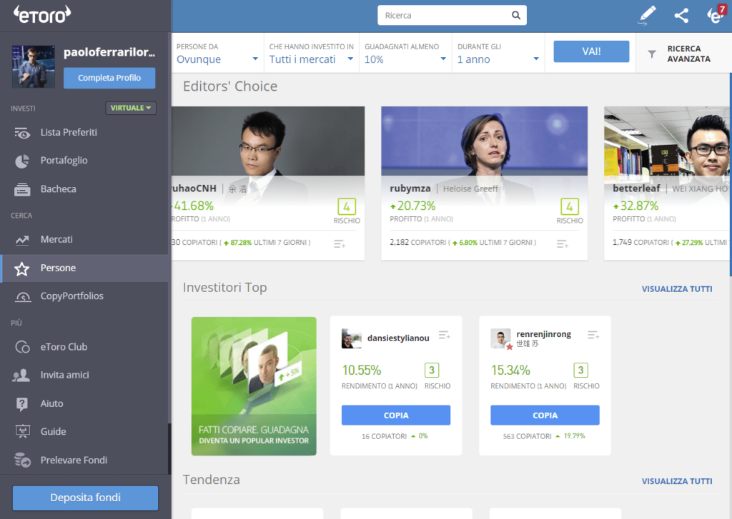 come funziona il copy trading su etoro