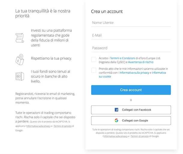 Aprire account demo su etoro