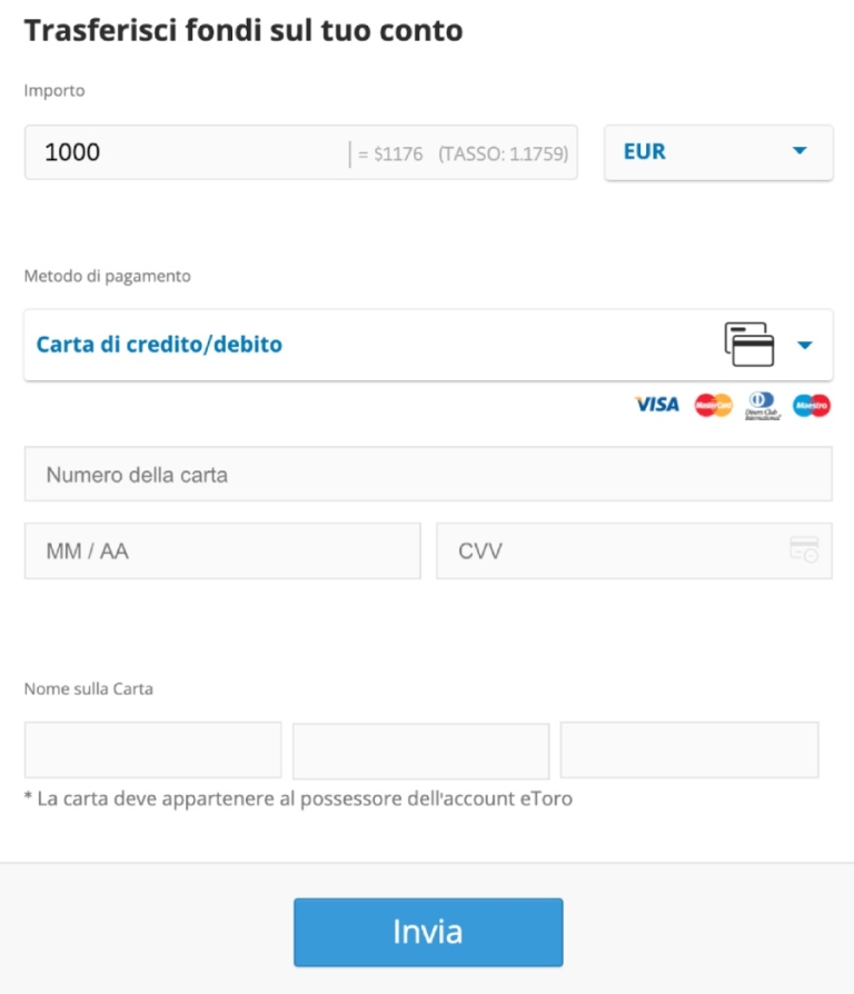 Deposito Minimo Etoro