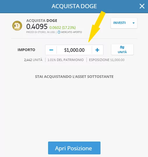 Come acquistare Dogecoin su eToro