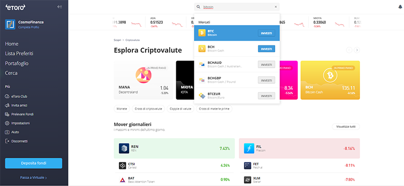 Come comprare Bitcoin Su Etoro
